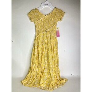 Sunset Sky Floral Smocked Floral Print Fit and Flare Midi Dress Girls Size 10